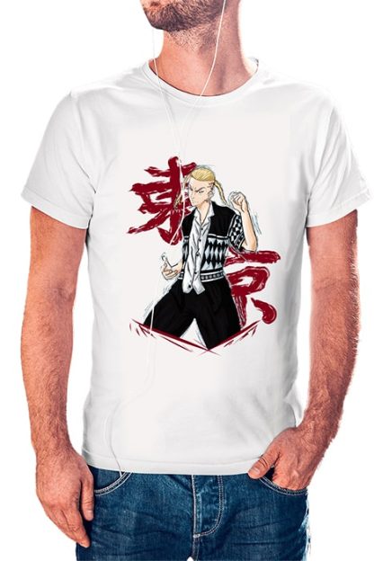 polera blanca de hombre con diseño Ken Ryuguji draken de Tokyo Revengers