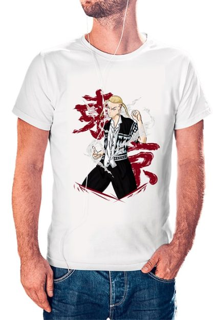 polera blanca de hombre con diseño Ken Ryuguji draken de Tokyo Revengers