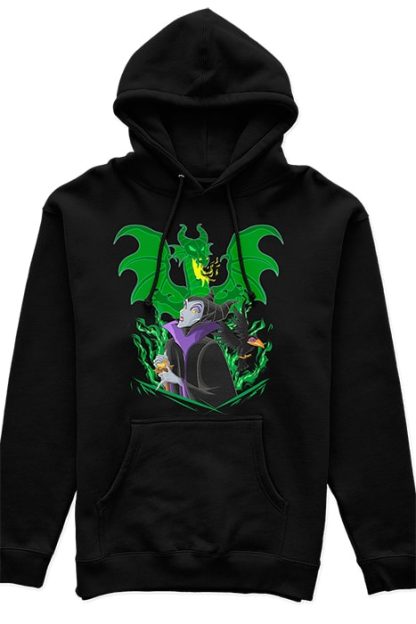 polerón tipo canguro unisex negro con diseño de Malefica de la bella durmiente villanos disney