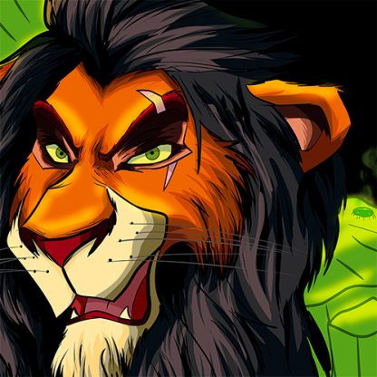 detalle diseño de scar de el rey leon villanos disney