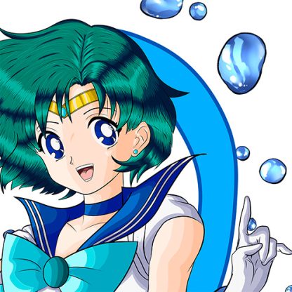 detalle diseño de Sailor Mercury con símbolo de Sailor Scouts