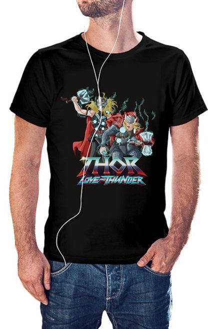 polera negra de hombre con diseño de thor, Mighty Thor de thor love and thunder